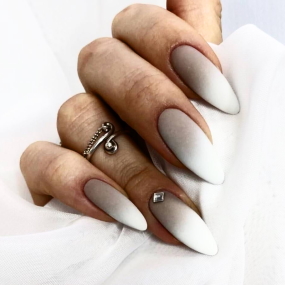 glossy white nails